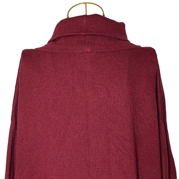 Eileen Fisher Cotton Cashmere Blend Maroon LS Turtleneck Tunic Sweater, Large - Picture 7 of 12